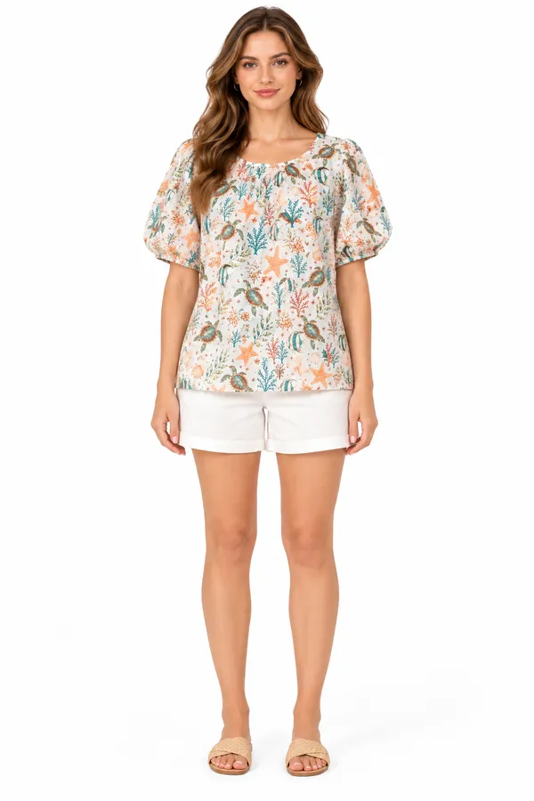 Ocean_Garden_Puff-Sleeve_top