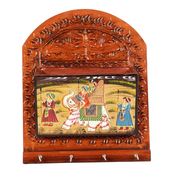 Wooden_Folk_Art_Floral_Carved_Wall-Mounted_Key_Holder