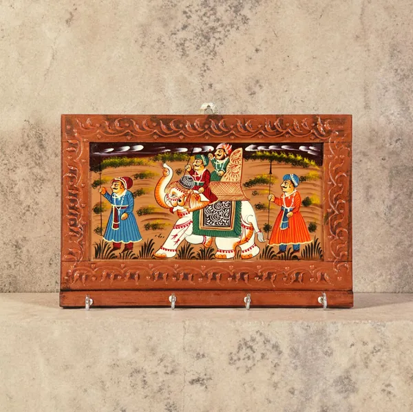 Indergarh_Heritage_Handicraft_Wooden_Traditional_Folk_Art_Elephant_Wall_Key_Holder