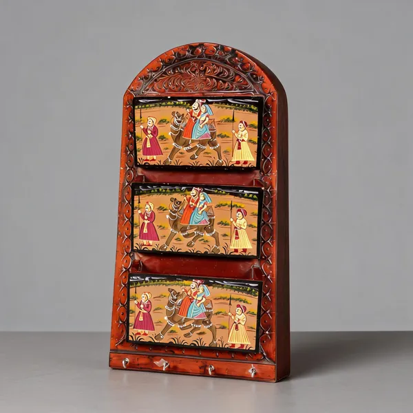 Wooden_Traditional_Arch_Three-Compartment_Letter_And_Key_Holder