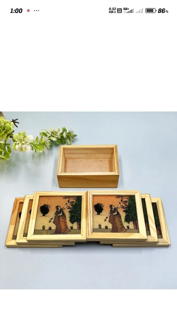 Indergarh_Heritage_Handicraft_Wood_Gemstone_Pine_Wood_Painted_Tea_Coaster_(Set_Of_6)