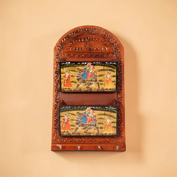 Wooden_Traditional_Floral_Painted_Wall-Mounted_Key_Holder