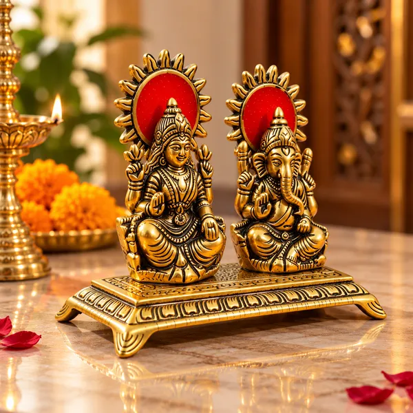 Lakshmi_Ganesha_Idol_Set_with_Red_Halo_–_Antique_Golden_Finish_Decorative_Murti_for_Home_Temple,_Pooja_Room_&_Diwali_Gifting