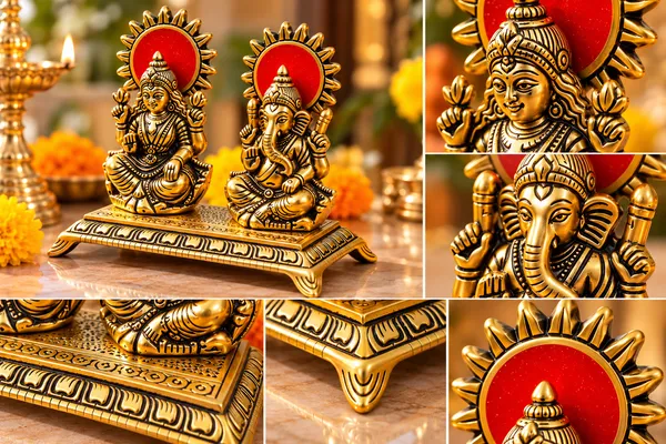 Lakshmi_Ganesha_Idol_Set_with_Red_Halo_–_Antique_Golden_Finish_Decorative_Murti_for_Home_Temple,_Pooja_Room_&_Diwali_Gifting