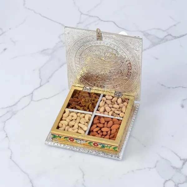 Metal_Engraved_Floral_Four_Compartment_Dry_Fruit_Box