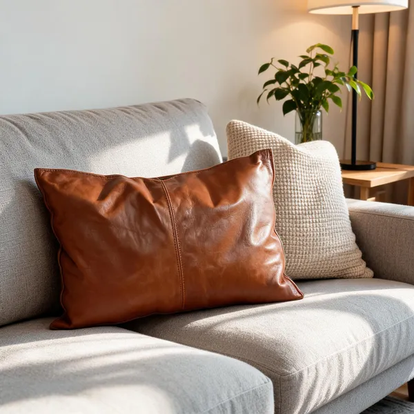 100%_Goat_Leather_Pillow_Cover_-_Sofa_Cushion_Case_-_Decorative_Throw_Covers_For_Living_Room_&Amp;_Bedroom_-_Light_Brown_Pack_Of_1