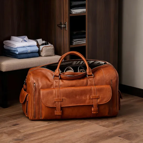 22_Inch_Buffalo_Leather_Duffle_Bag_With_Shoes_Compartment