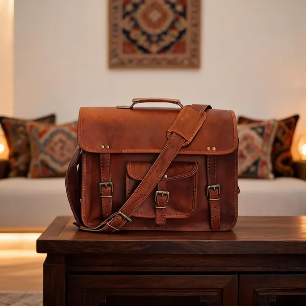 Craftshades_–_13_Inch_Single_Pocket_Double_Strip_Handcrafted_Satchel_Goat_Leather_Bag_|_100%_Genuine_Leather