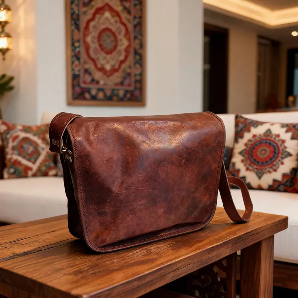 15_Inches_Luxury_Style_Genuine_Leather_Cross_Body_Shoulder_Bag_Handmade_Bag