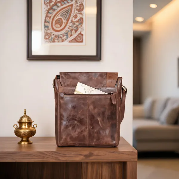 Craftshades_–_9*11_Inch_Men_Brown_Sling_Bag_|_100%_Genuine_Leather