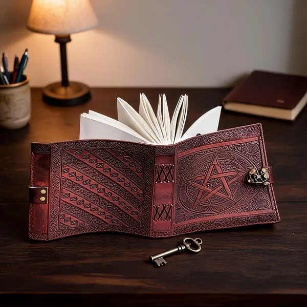 Craftshades_-Handmade_Leather_Diary_Embossed_With_Star,_Journey_&Amp;_Double_Wolf_Diary_With_Antique_Lock_For_Artist_Sketchbook,_Scrapbook,_Drawing,_Writing_Etc_.Size_5_*_7_Inch
