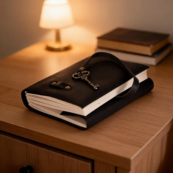 Craftshades_-_Leather_Diary_-_Antique_Handmade_Leather_Bound_Notepad_For_Men_And_Women_Unlined_Paper,_Travel_Diary_And_Notebooks_-7_X_5_Inches_-_(Black)