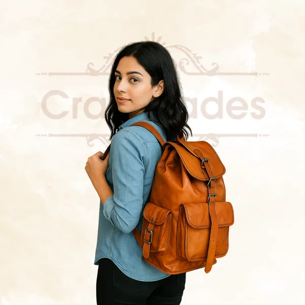 Craftshades_-_13*18_Inch_Goat_Leather_Backpack_Bag_For_Girls_And_Boys_|_100%_Genuine_Leather