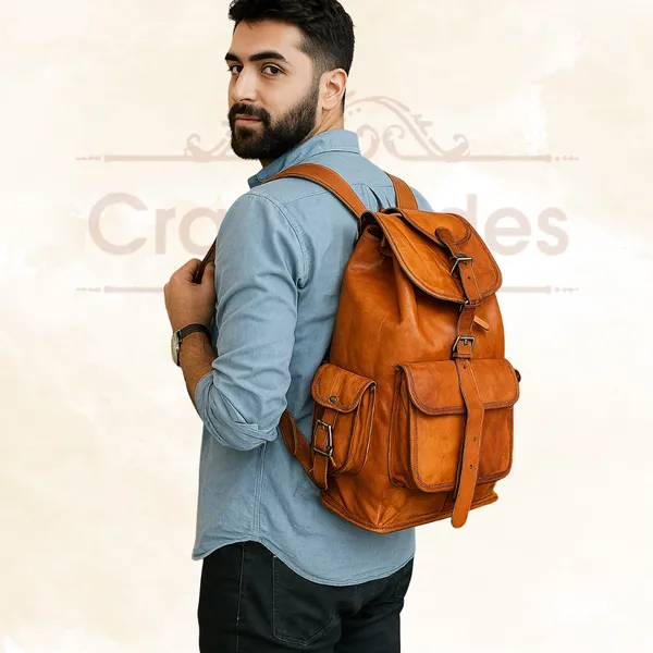 Craftshades_-_13*18_Inch_Goat_Leather_Backpack_Bag_For_Girls_And_Boys_|_100%_Genuine_Leather