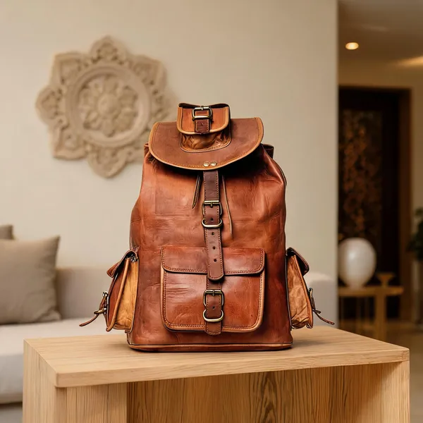 Craftshades_-_13*18_Inch_Goat_Leather_Backpack_Bag_For_Girls_And_Boys_|_100%_Genuine_Leather