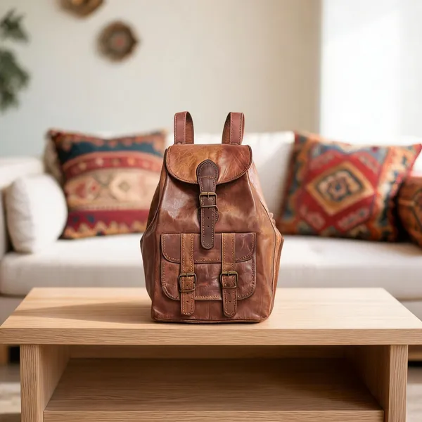 Craftshades_-_Handcrafted_13*18_Inch_Large_Goat_Leather_Backpack_|_100%_Genuine_Leather