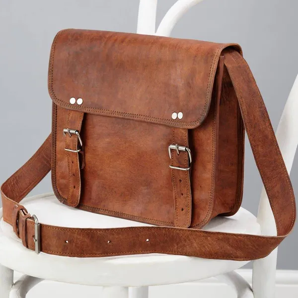 Craftshades_–_Vintage_Double_Strip_Plain_10*13″_Handcrafted_Goat_Leather_Laptop_Bag_|_100%_Genuine_Leather