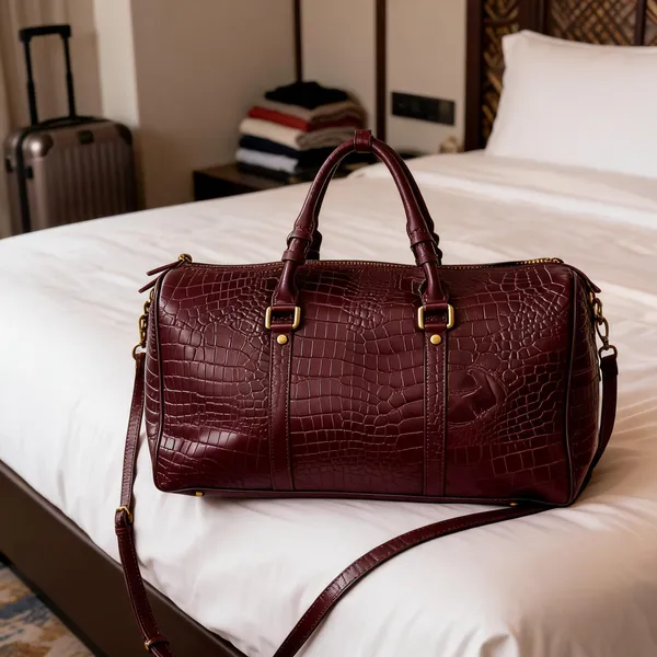 Forest_Burgundy_Embossed_Genuine_Leather_Duffle_Bag