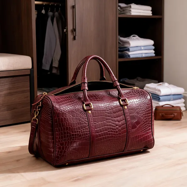 Forest_Burgundy_Embossed_Genuine_Leather_Duffle_Bag
