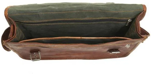 Craftshades_–_Dark_Brown_Double_Strip_Plain_16″12_Handcrafted_Leather_Laptop_Bag_|_100%_Genuine_Leather