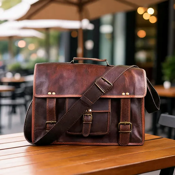 Craftshades_–_Vintage_Dark_Brown_Single_Pocket_15″11_Handcrafted_Leather_Laptop_Bag_|_100%_Genuine_Leather