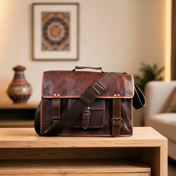 Craftshades_–_Vintage_Dark_Brown_Single_Pocket_15″11_Handcrafted_Leather_Laptop_Bag_|_100%_Genuine_Leather