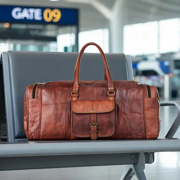 Craftshades_-_20_Inch_3_Outer_Pockets_(Expandable)_Edge_Handcrafted_Duffle_Goat_Leather_Bag_|_100%_Genuine_Leather