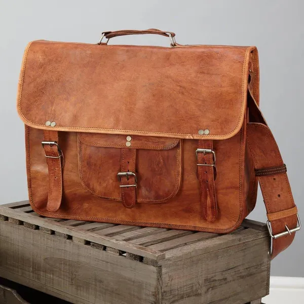 Craftshades_–_Vintage_Single_Pocket_13"10_Handcrafted_Leather_Laptop_Bag_|_100%_Genuine_Leather