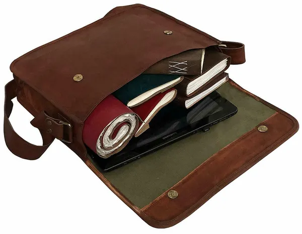 Craftshades_–_11*15″_Half_Flap_Handcrafted_Messenger_Goat_Leather_Bag_(Brown_Tan)_|_100%_Genuine_Leather