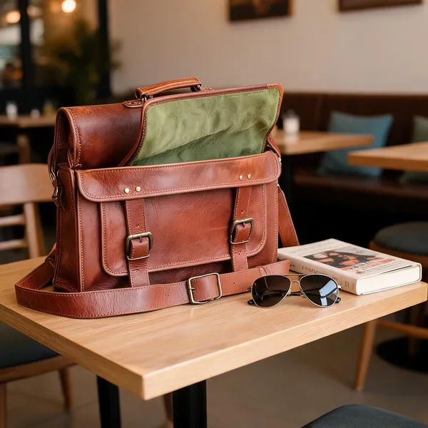 Craftshades_–_Double_Strip_Handcrafted_Messenger_Leather_Bag_(Brown)_|_100%_Genuine_Leather