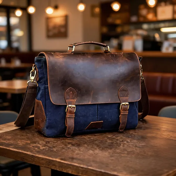 Craftshades_–_11*15"_Handcrafted_Canvas+_Goat_Leather_Laptop_Bag_(Brown)_|_100%_Genuine_Leather