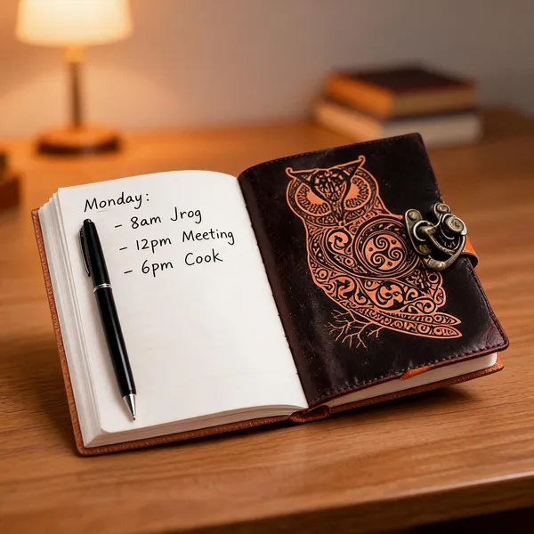 Craftshades_–_Metal_Lock_Orange_Owl_Design_7″5_Handcrafted_Leather_Journal/Diary_200_Page_|_100%_Genuine_Leather