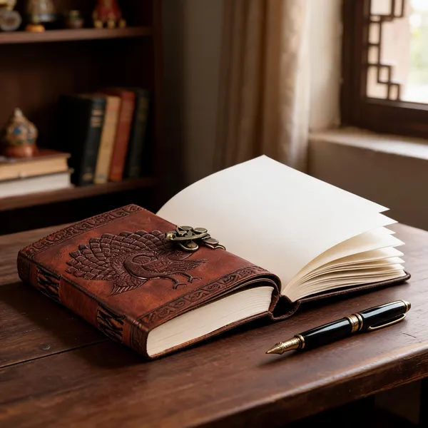 Craftshades_–_Metal_Lock_Brown_Engraved_Peacock_Design_7″5_Handcrafted_Leather_Journal/Diary_200_Page_|_100%_Genuine_Leather