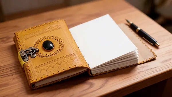 Craftshades_–_Metal_Lock_Single_Stone_Yellow_Embossed_Design_7″5_Handcrafted_Leather_Journal/Diary_100_Page_|_100%_Genuine_Leather