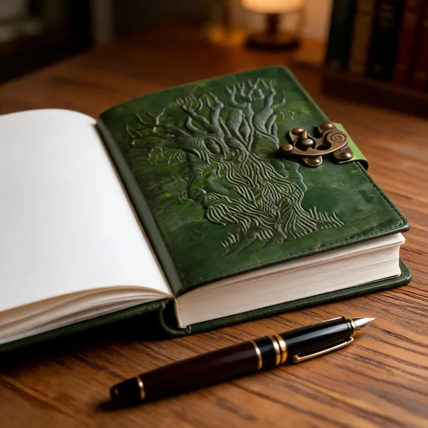 Craftshades_–_Metal_Lock_Dark_Green_Embossed_Design_7″5_Handcrafted_Leather_Journal/Diary_200_Page_|_100%_Genuine_Leather