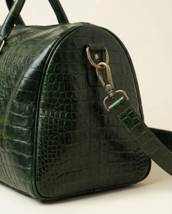 Green_Croc_Leather_Duffle_Bag