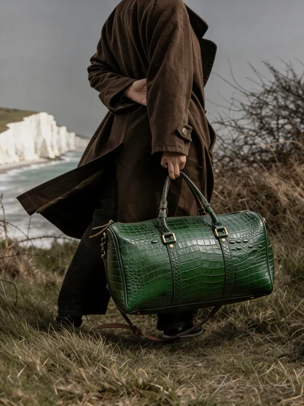 Green_Croc_Leather_Duffle_Bag