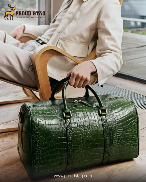 Green_Croc_Leather_Duffle_Bag