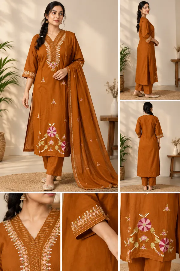 Brick_Orange_Blossom_Kurta_Set