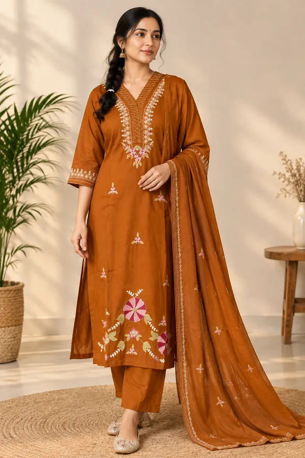 Brick_Orange_Blossom_Kurta_Set