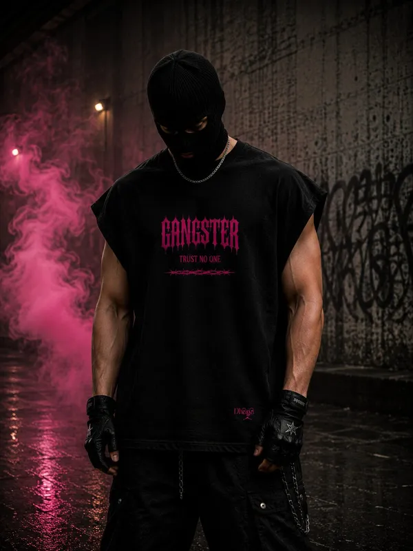 Gangster_Oversized_Sleeveless_Black_Vest