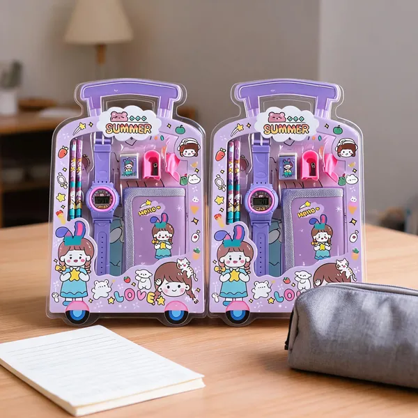 Purple_Cartoon_Stationery_Gift_Set_With_Watch_And_Pouch_Pack_Of_2
