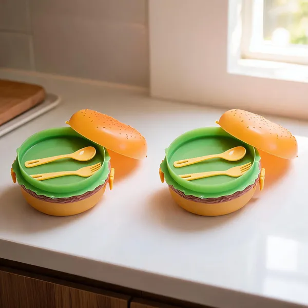 Multicolor_Plastic_Burger_Shaped_Lunch_Box_With_Spoon_And_Fork_Pack_Of_2
