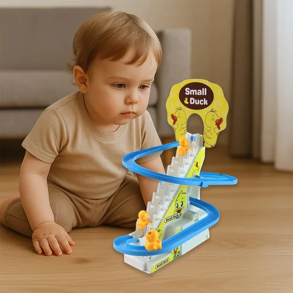 Yellow_Duck_Automatic_Stair_Climbing_Spiral_Slide_Toy
