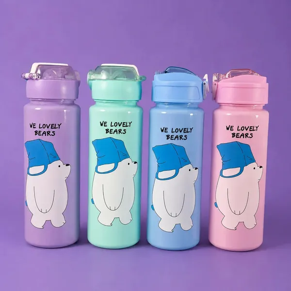 Multicolor_Bear_Print_Flip_Top_Water_Bottle_For_Kids_Pack_Of_2