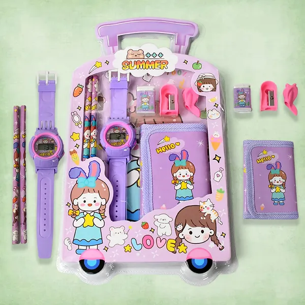 Purple_Cartoon_Stationery_Gift_Set_With_Watch_And_Pouch_Pack_Of_2