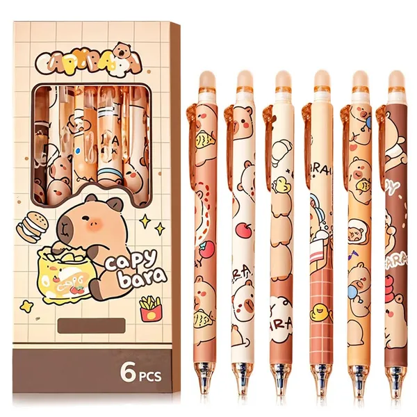 Multicolor_Capybara_Erasable_Gel_Pen_Set_Of_6_For_Kids