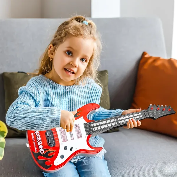 Red_Flame_Print_Toy_Music_Guitar_With_Strap_For_Kids