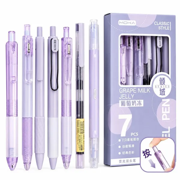 Purple_Moka_Grape_Milk_Jelly_7_Piece_Gel_Pen_Set_Pack_Of_2