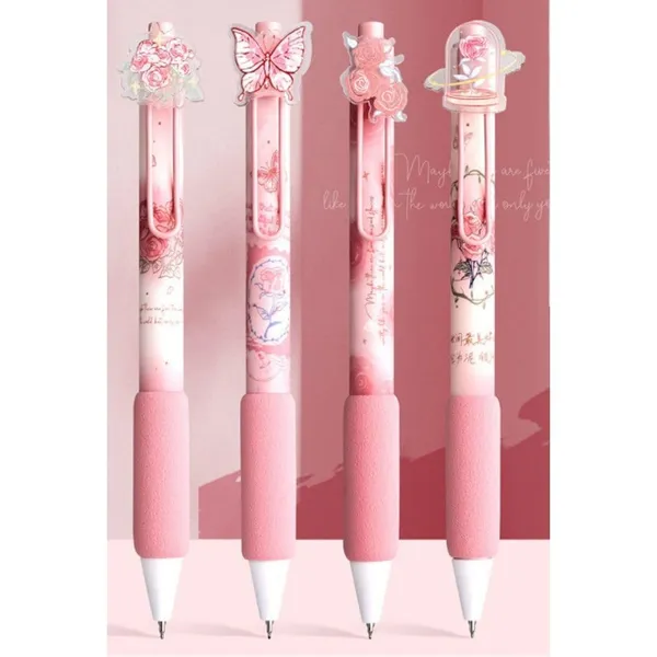 Pink_Floral_Retractable_Decorative_Pen_Set_Of_4